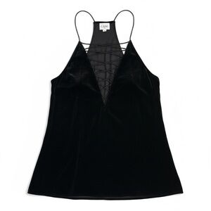 Cami NYC Velvet Lace-Up Tank Top Silk Blend Black Small EUC